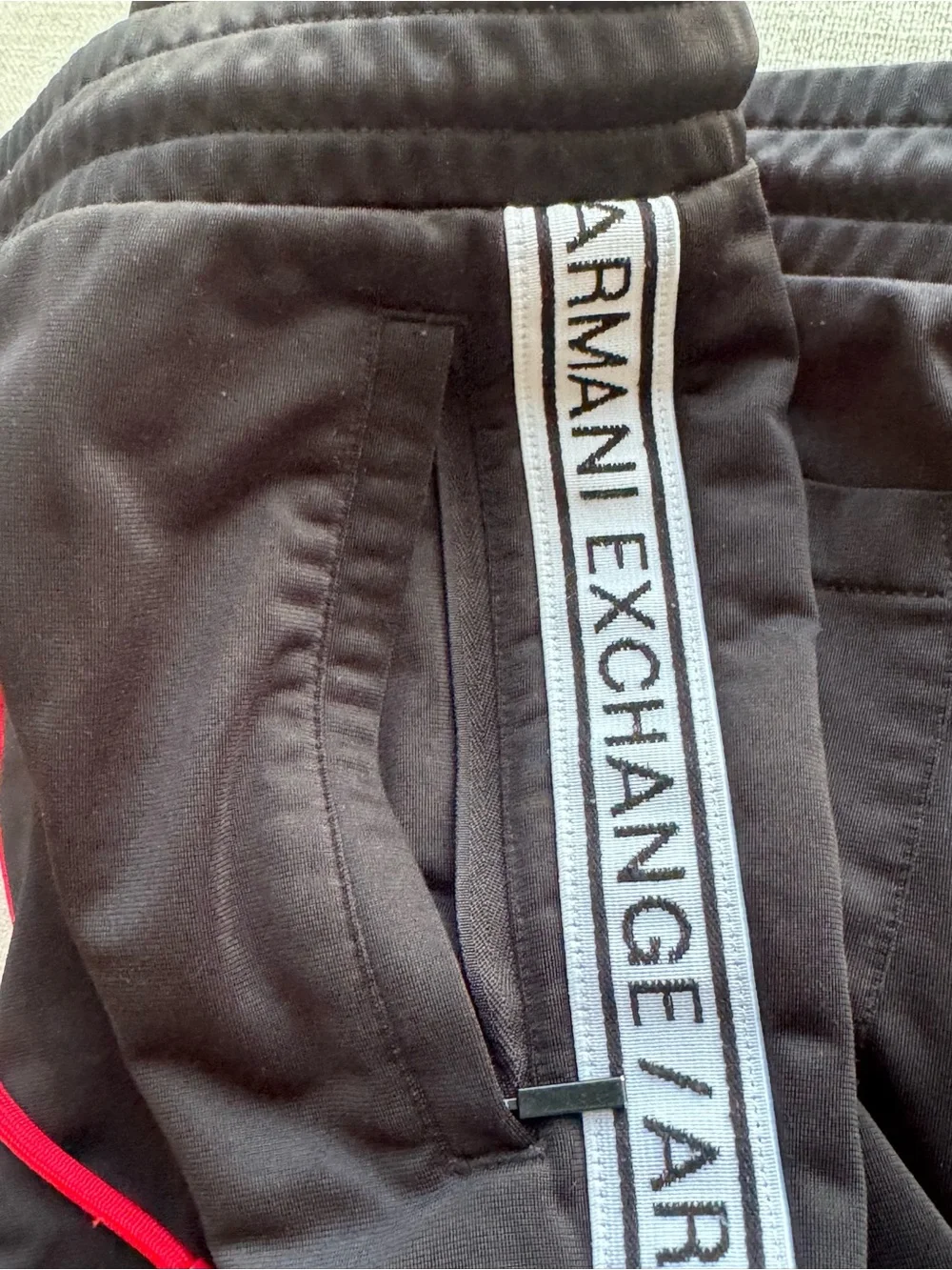 🖤 Armani Exchange Men’s Hoodie & Track Pants Set Large Black Red
